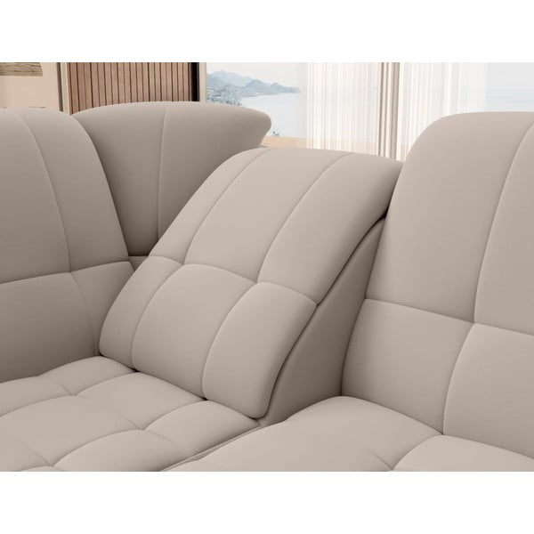 Bež baršunasti sklopiva/s prostorom za odlaganje kutna garnitura (s lijevim kutom/u obliku slova L) Sado – ELTAP-image-1