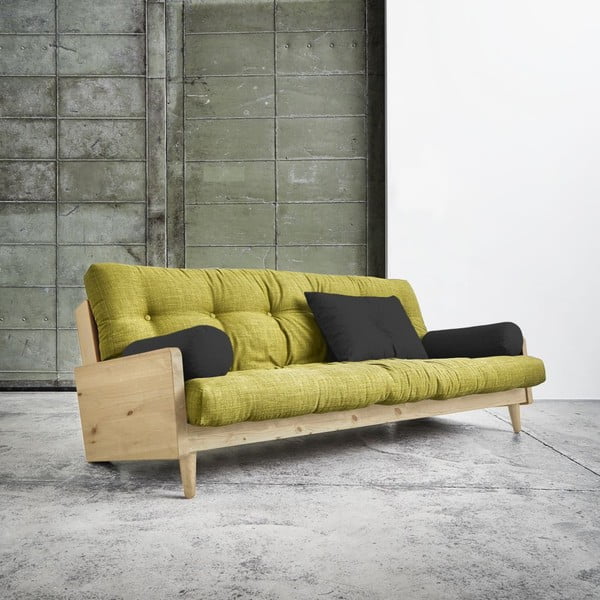 Sofa na razvlačenje Karup India Natural / Avocado Green / Tamno siva