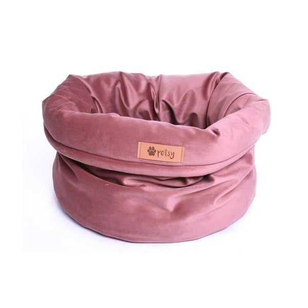 Baršunasti ružičasti krevet ø 40 cm Basket Royal - Petsy