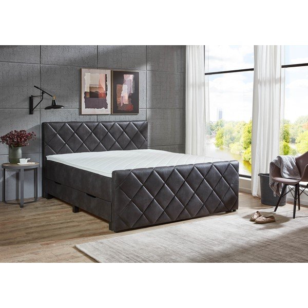 Crni boxspring krevet s prostorom za odlaganje 180x200 cm Chester – Rojaplast-image-3