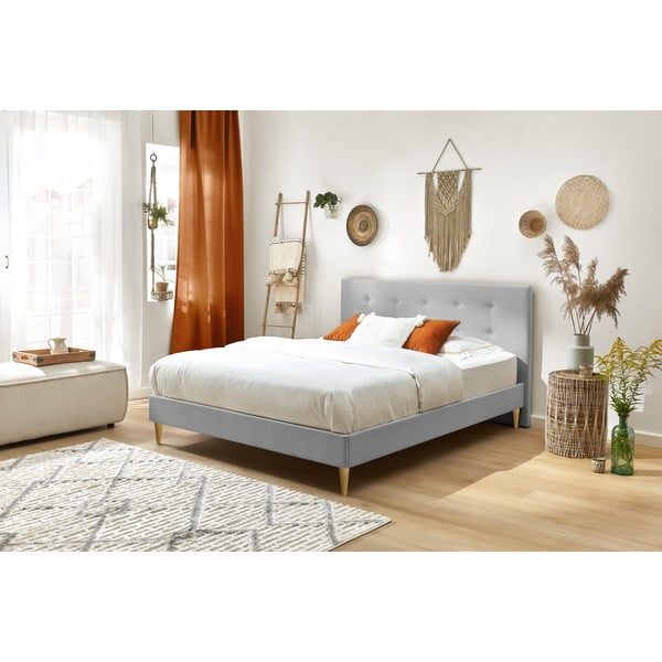 Svijetlo sivi bračni krevet Bobochic Paris Rory Light. 180 x 200 cm-image-3