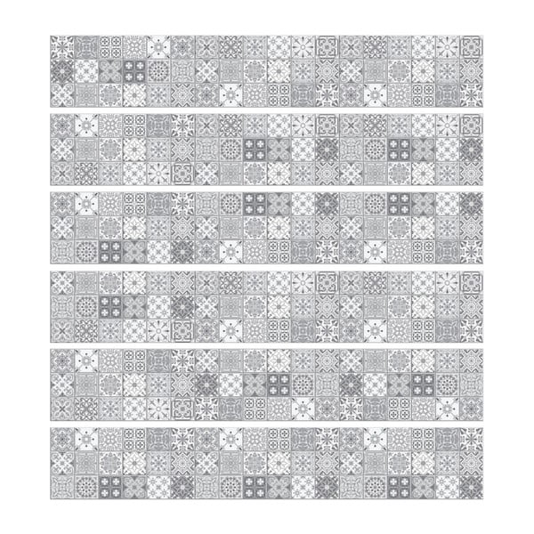 Set od 6 zidnih samoljepljivih naljepnica Ambiance Stickers Friezes Tiles Lia, 5 x 30 cm