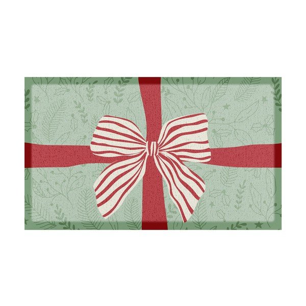 Otirač s božićnim motivom od reciklirane plastike 40x70 cm Red & White Stripe Bow – Artsy Doormats