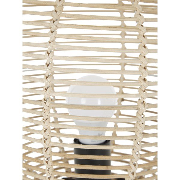 Crna stolna lampa sa sjenilom od ratana Westwing Collection Wasa, visina 38 cm-image-1