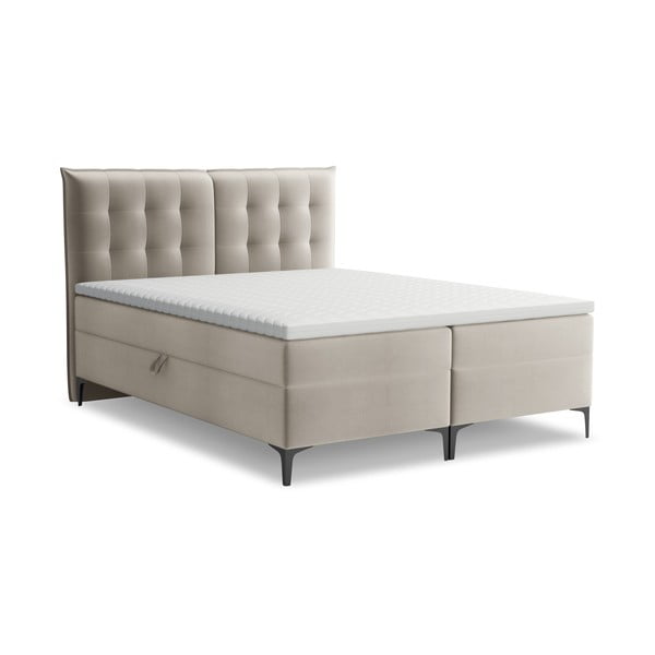 Smeđe-sivi boxspring krevet s prostorom za odlaganje 180x200 cm Mikana – Makamii