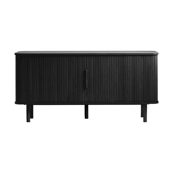 Crna niska komoda u dekoru hrasta s kliznim vratima 76x160 cm Cavo – Unique Furniture-image-2