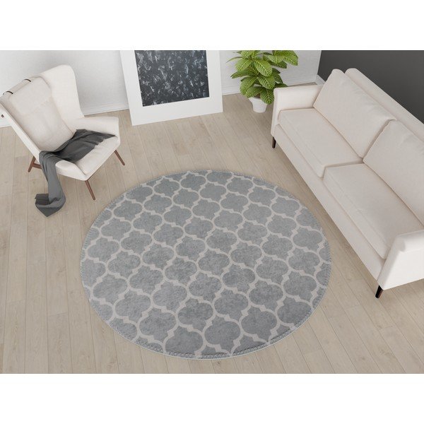 Svijetlo sivi perivi okrugli tepih ø 100 cm – Vitaus-image-1