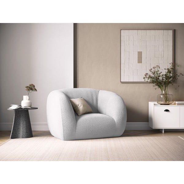 Svijetlo siva fotelja od bouclé tkanine Essen – Cosmopolitan Design-image-1