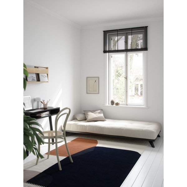 Crni krevet za jednu osobu od punog borovog drveta s madracem Karup Design Senza Mat, 90 x 200 cm-image-3