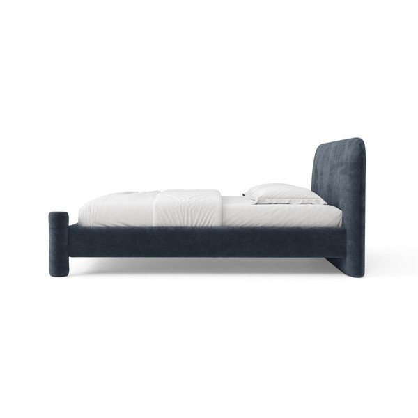 Tamno plavi tapecirani bračni krevet s podnicom 140x200 cm Vera – Micadoni -image-2
