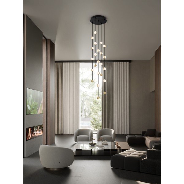 Mat crna LED viseća svjetiljka aluminijska s mogućnosti zatamnjivanja sa sjenilom od akrilnog stakla ø 38 cm Alcinoe – Nova Luce-image-1