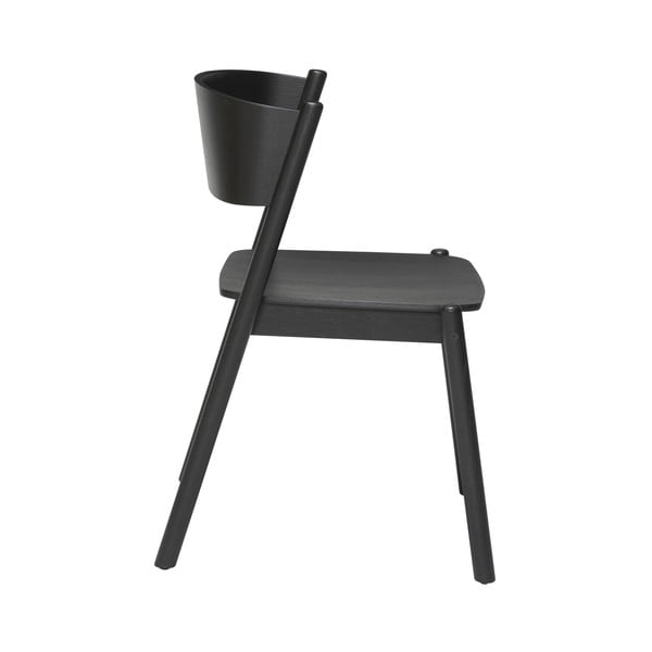 Crna blagovaonska stolica od hrastovine Oblique - Hübsch-image-2