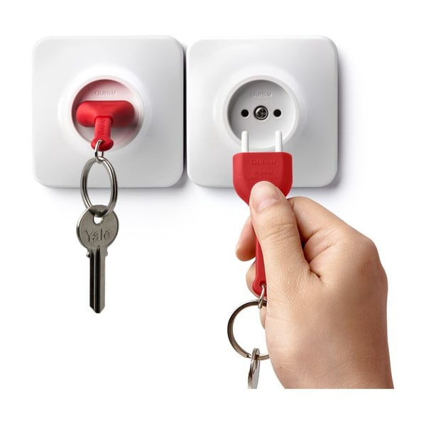 Vješalica za ključeve s crvenim Qualy Unplug privjeskom za ključeve