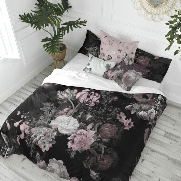 Crna pamučna navlaka za poplun za krevet za jednu osobu 140x200 cm Onyx – Happy Friday-image-1