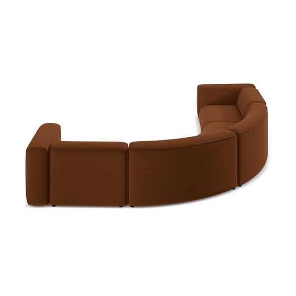 Narančasta/smeđa baršunasti kutna garnitura Ekahi – Makamii-image-4