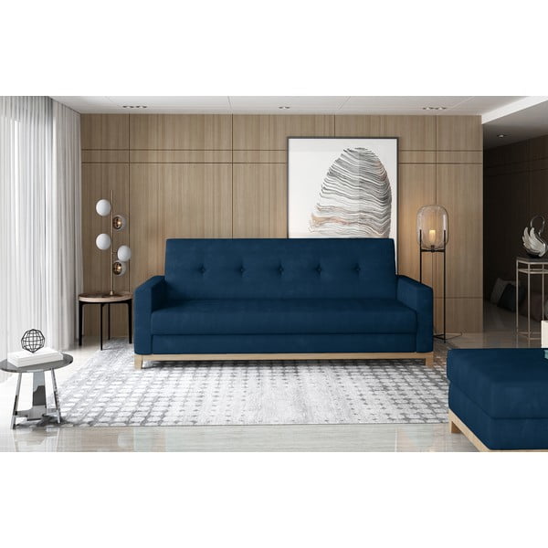 Plava baršunasti sklopiva/s prostorom za odlaganje sofa 216 cm Selene – ELTAP-image-1