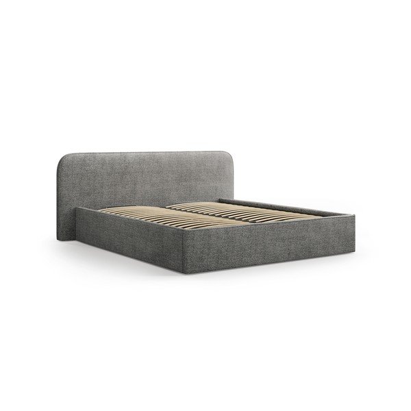 Tamno sivi tapecirani bračni krevet s prostorom za odlaganje s podnicom 140x200 cm Elizabeth – Micadoni -image-3