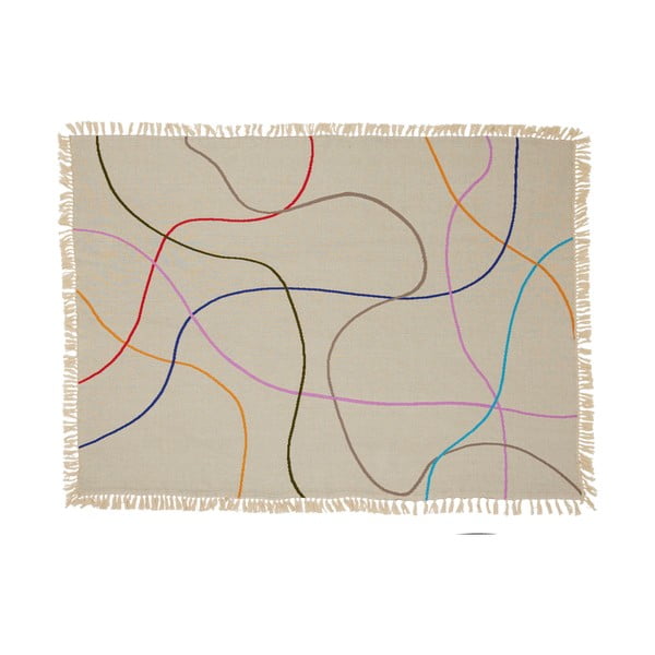 Bež pamučni pokrivač 200x140 cm Outline - Hübsch