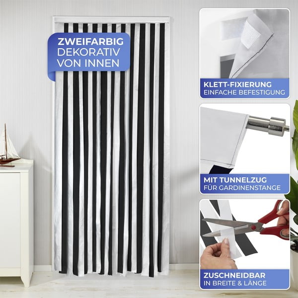 Crna/u srebrnoj boji termo izolacijska zavjesa za vrata 90x200 cm – Maximex-image-4