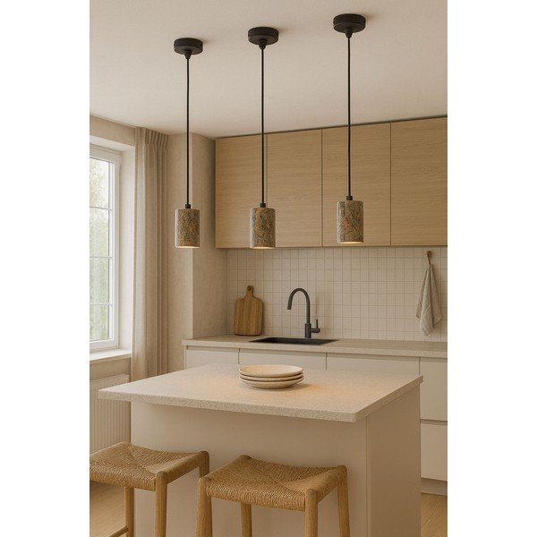 Siva viseća svjetiljka s kamenim sjenilom ø 6,5 cm Selma – Opviq lights-image-1