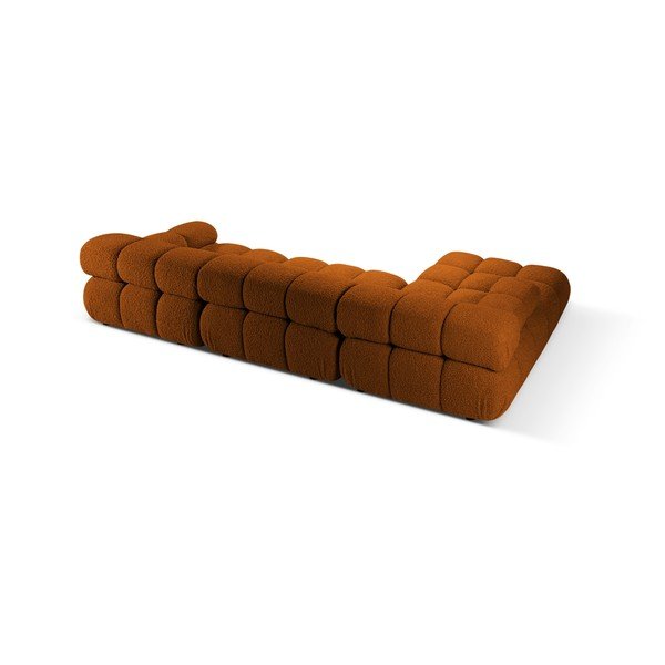 Kutna garnitura od bouclé tkanine boja terakote (s lijevim kutom/s ležaljkom) – Micadoni -image-1