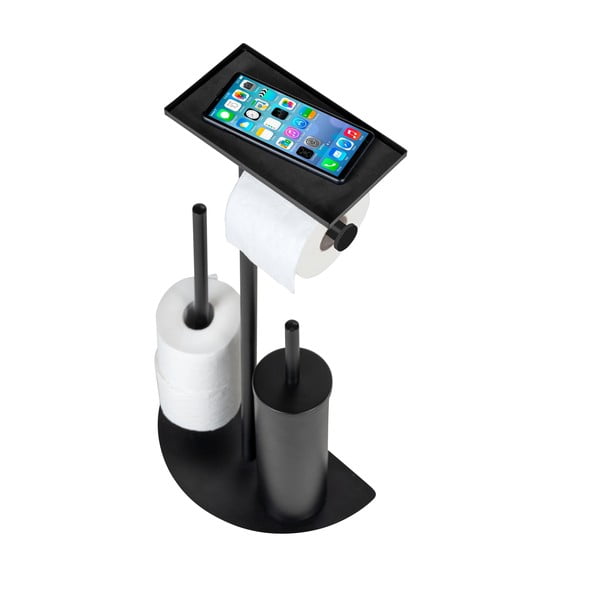 Crni željezni držač za WC papir sa četkom Cosenza – Wenko-image-4