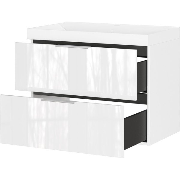Bijeli zidni ormarić za ispod umivaonika u sjajnom dekoru 81x65 cm Celano – Germania-image-4