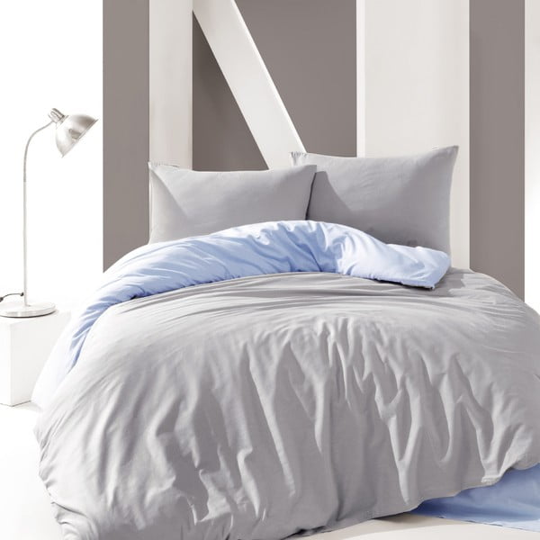 Plavo-siva pamučna posteljina s plahtama Marie Claire Suzy, 160 x 220 cm