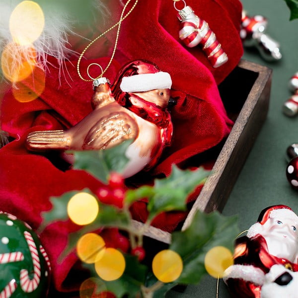 Stakleni ukas za božićno drvce 5 cm Robin – Sass & Belle-image-1