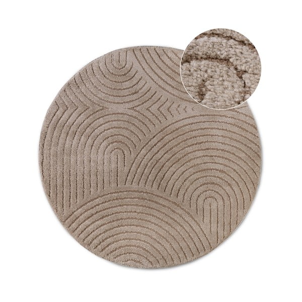 Svjetlo smeđi okrugao tepih ø 200 cm Panglao New York Taupe – Elle Decoration