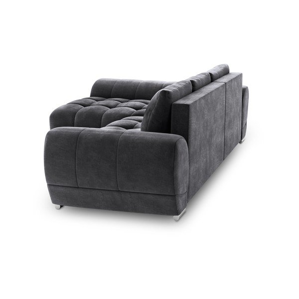 Tamnosivi baršunasti kutni kauč na razvlačenje Windsor & Co Sofas Nuage, lijevi kut-image-4