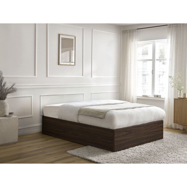Tamno smeđi bračni krevet od iverice u dekoru breze s prostorom za odlaganje/bez uzglavlja s podnicom 140x190 cm Mara – Bobochic Paris-image-1