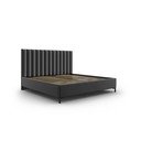 Tamno sivi tapecirani bračni krevet s prostorom za pohranu s podnicom 200x200 cm Casey – Mazzini Beds