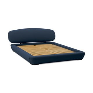 Tamno plavi tapecirani bračni krevet s podnicom 140x200 cm Odette – Scandic