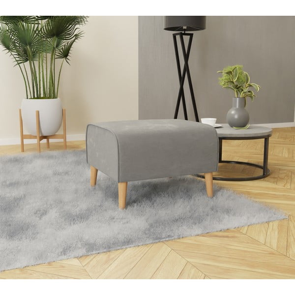 Svijetlo sivi baršunast tabure Carole – Ropez-image-2