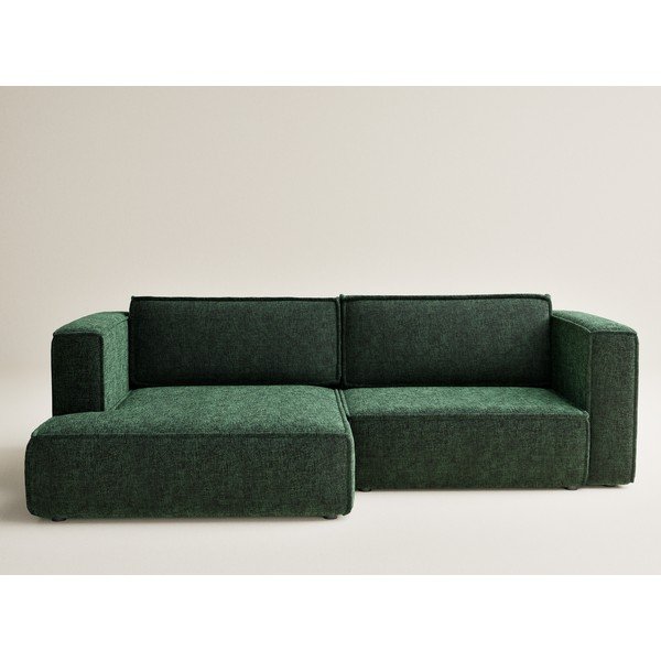 Tamno zelena sklopiva/s prostorom za odlaganje kutna garnitura od šenila (s lijevim kutom/s ležaljkom) Velto – Maison de Rêve-image-2