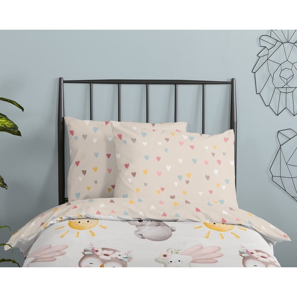 Smeđa/bež pamučna dječja posteljina za krevet za jednu osobu 140x200 cm Hugs – Good Morning-image-2