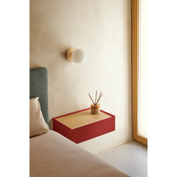 Crveni viseći noćni ormarić s pločom stola u dekoru hrasta Arista – Teulat-image-1