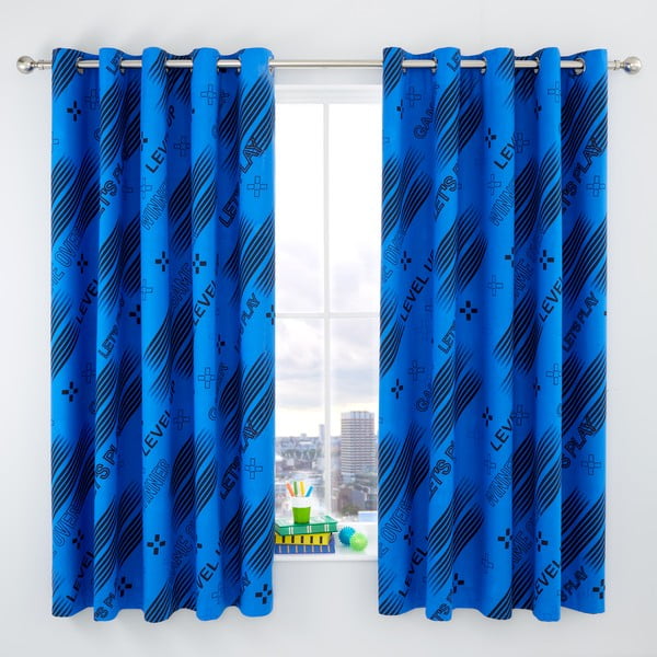 Crne/plave dječje zavjese u setu 2 kom 168x183 cm Game Over – Catherine Lansfield-image-1