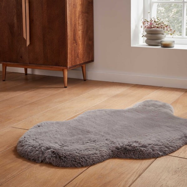 Sivo sintetičko krzno 60x90 cm Super Teddy – Think Rugs-image-2
