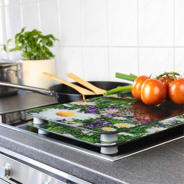 Zaštitni poklopci za štednjak u setu od kaljenog stakla 2 kom 52x30 cm Summer Meadow – Maximex-image-1