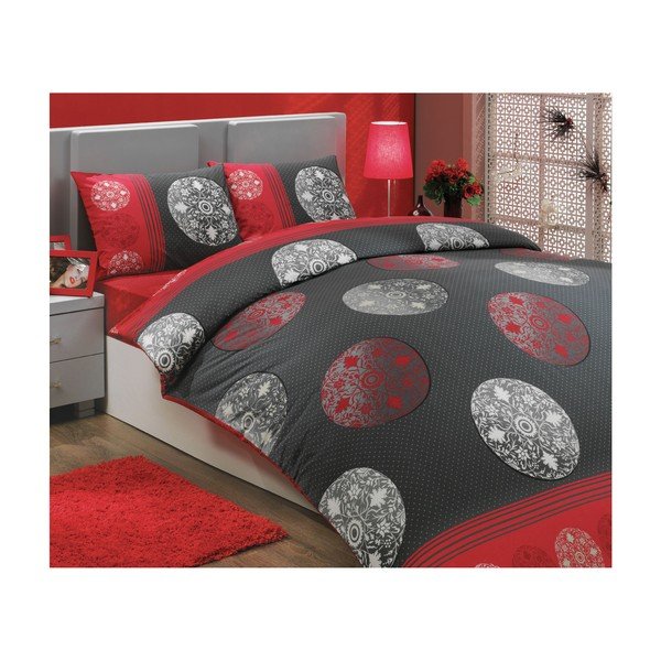 Posteljina za bračni krevet Valence Red, 200x220 cm-image-1