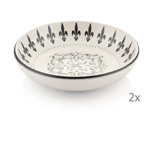 Set od 2 krem porculanske zdjele s crnim ornamentom Mia Libre Kuro, ⌀ 13 cm
