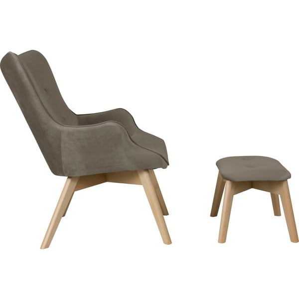 Svjetlo smeđa baršunasta fotelja s naslonjačem za noge Niko – Ropez-image-3