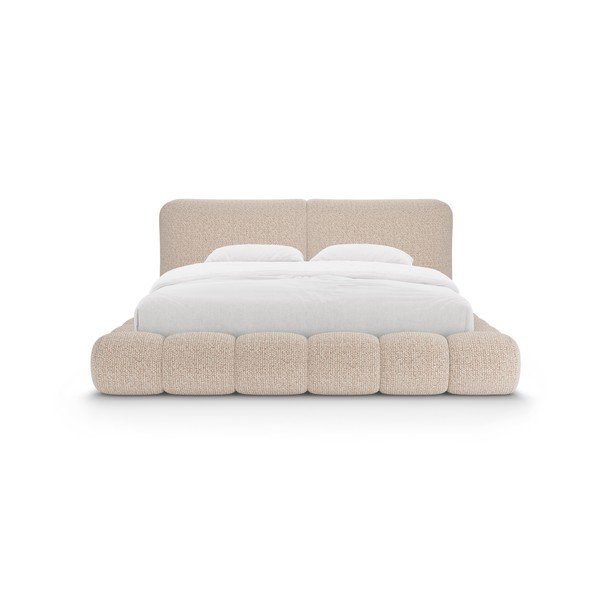 Sivo-bež tapecirani bračni krevet s prostorom za odlaganje s podnicom 200x200 cm Solange – Micadoni -image-4