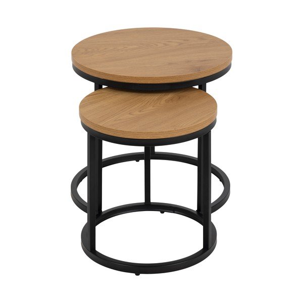 Okrugli pomoćni stolići u setu 2 kom s pločom stola u dekoru hrasta ø 45 cm Spiro – Actona-image-3