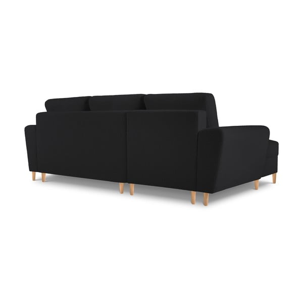 Crna sklopiva/s prostorom za odlaganje kutna garnitura od bouclé tkanine (s lijevim kutom/s ležaljkom) Kyoto – Cosmopolitan Design-image-4