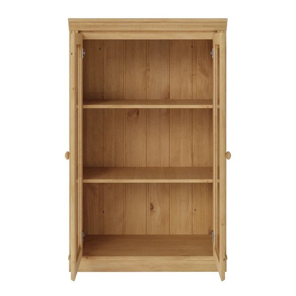 Vitrina od masivnog bora u svijetloj prirodnoj boji 74x118x35 cm Anita – Støraa-image-2