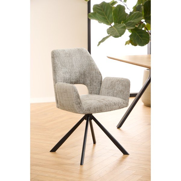 Svijetlo siva podstavljena blagovaonska stolica s naslonima za ruke Graham – Actona-image-2