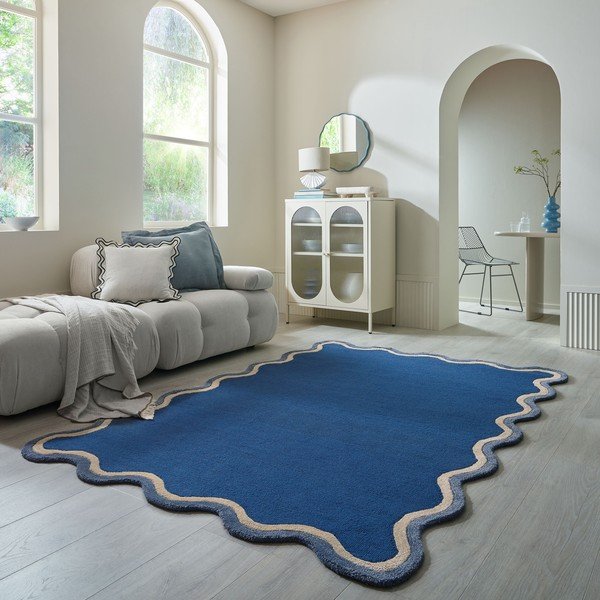 Tamno plavi ručno rađen tepih od mješavine vune 160x230 cm Rivo Wool – Flair Rugs-image-1